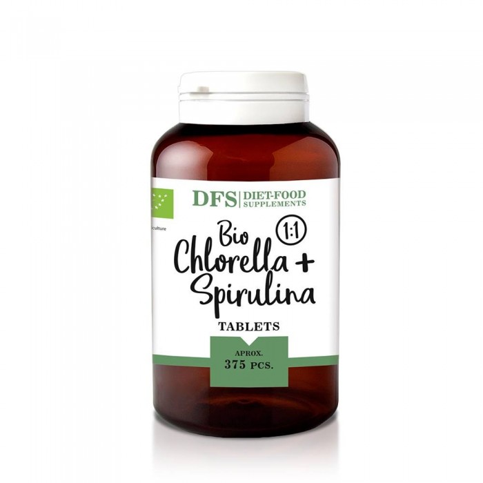 Bio Chlorella + Spirulina - 375 tablete x 400mg - (150g), Diet-Food