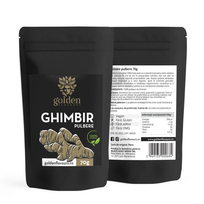 Ghimbir pulbere 100% naturala (70 grame), Golden Flavours