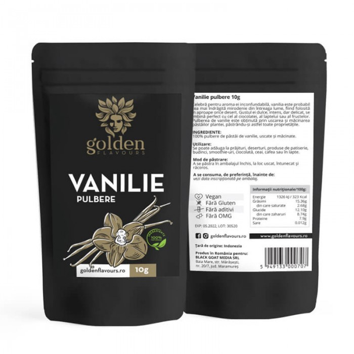 Vanilie pulbere 100% naturala (10 grame), Golden Flavours