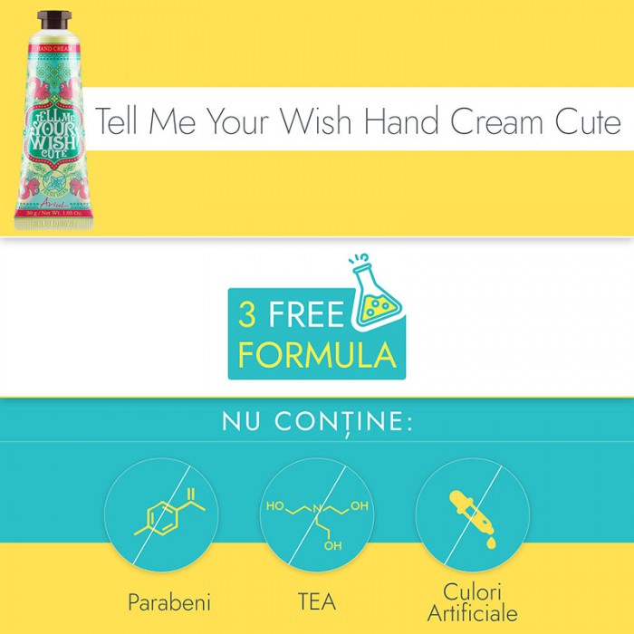 Crema de maini si unghii Tell Me Your Wish Hand Cream Cute - emoliere si hidratare (30 grame), Ariul