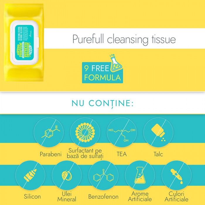 Servetele de curatare a tenului Stress Relieving Purefull Cleansing Tissue (45 bucati), Ariul