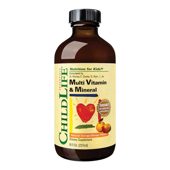 Multi Vitamin and Mineral (237ml) (gust de portocale/mango), ChildLife Essentials