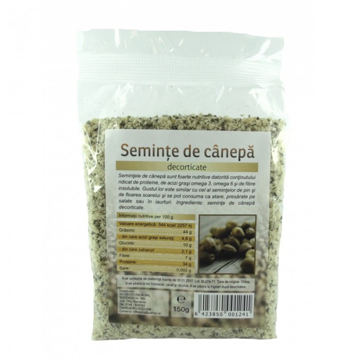 Seminte de canepa decorticate eco (225 grame)
