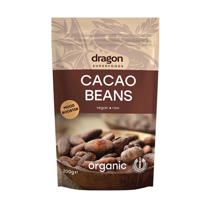 Boabe de cacao intregi criollo bio (200 g), Dragon Superfoods