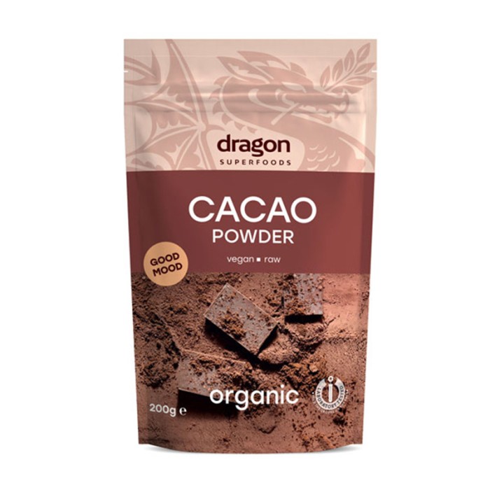 Cacao pudra raw bio (200 grame), Dragon Superfoods