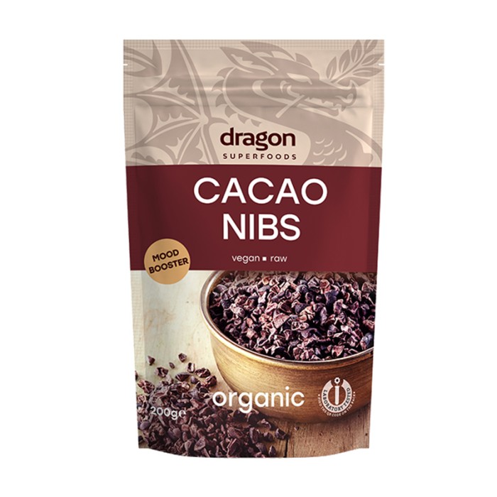 Miez din boabe de cacao criollo bio (200 grame), Dragon Superfoods