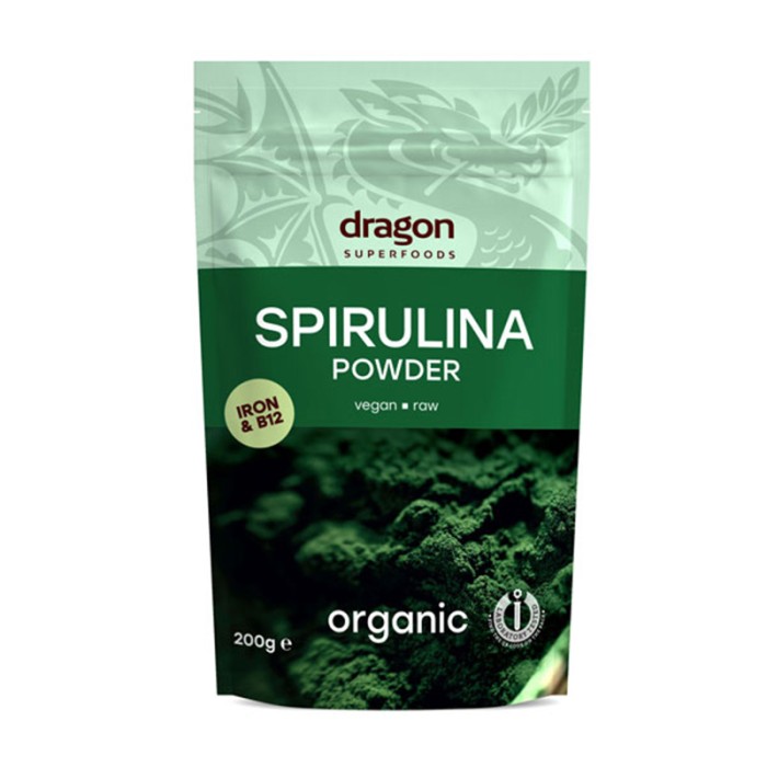 Spirulina pulbere raw bio (200 grame), Dragon Superfoods