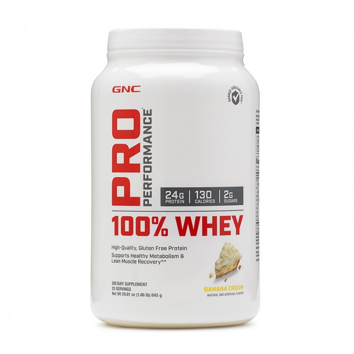 100% Whey Proteina din zer cu aroma de banane (845 grame), GNC Pro Performance