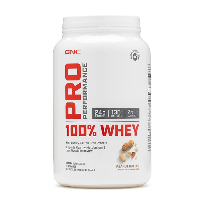 100% Whey Proteina din zer cu aroma de unt de arahide (857.5 grame), GNC Pro Performance