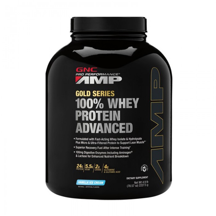 AMP Gold Advanced 100% Proteina din zer cu aroma de vanilie (2227.5 grame), GNC