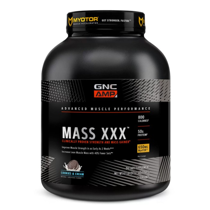 AMP Mass XXX Proteina din zer cu aroma de biscuiti si frisca (2769 grame), GNC