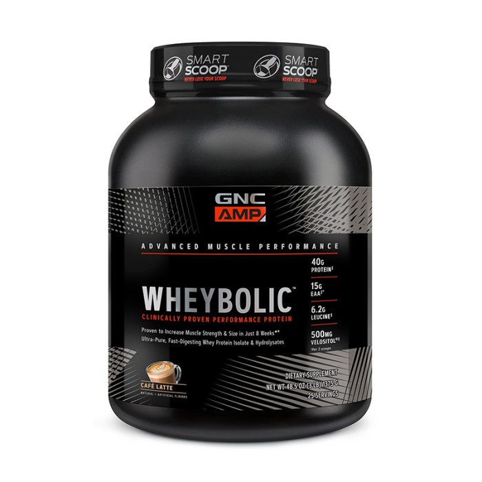AMP Wheybolic Proteina din zer cu aroma de cafea cu lapte (1375 grame), GNC