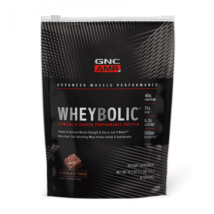 AMP Wheybolic Proteina din zer cu aroma de ciocolata (545 grame), GNC