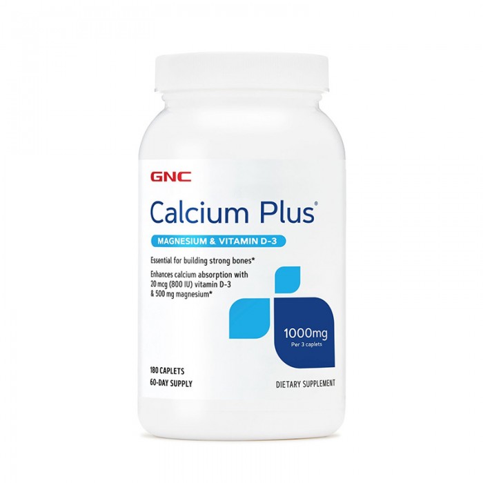 Calciu Plus 1000 mg cu Magneziu si Vitamina D3 (180 capsule), GNC