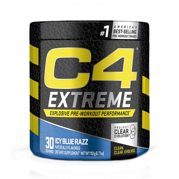 Cellucor C4 Extreme Formula pre-workout cu aroma de Icy Blue Razz (192 grame), GNC