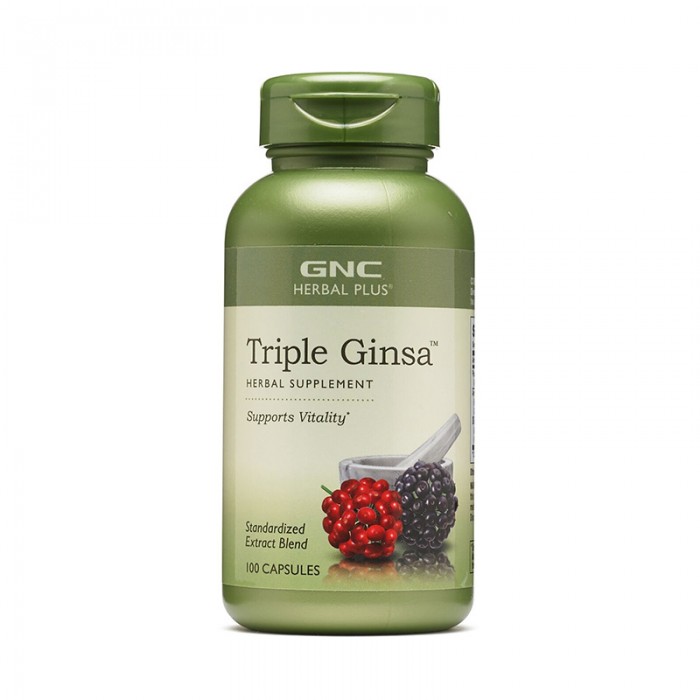 Extract standardizat din 3 tipuri de ginseng Triple Ginsa (100 capsule), GNC Herbal Plus