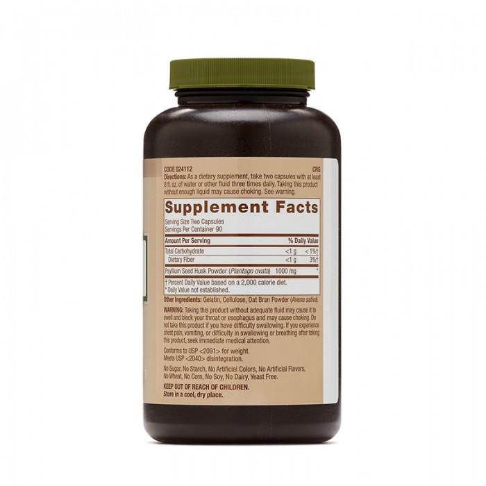 Seminte de psyllium decordicate 500 mg (180 capsule), GNC Natural Brand