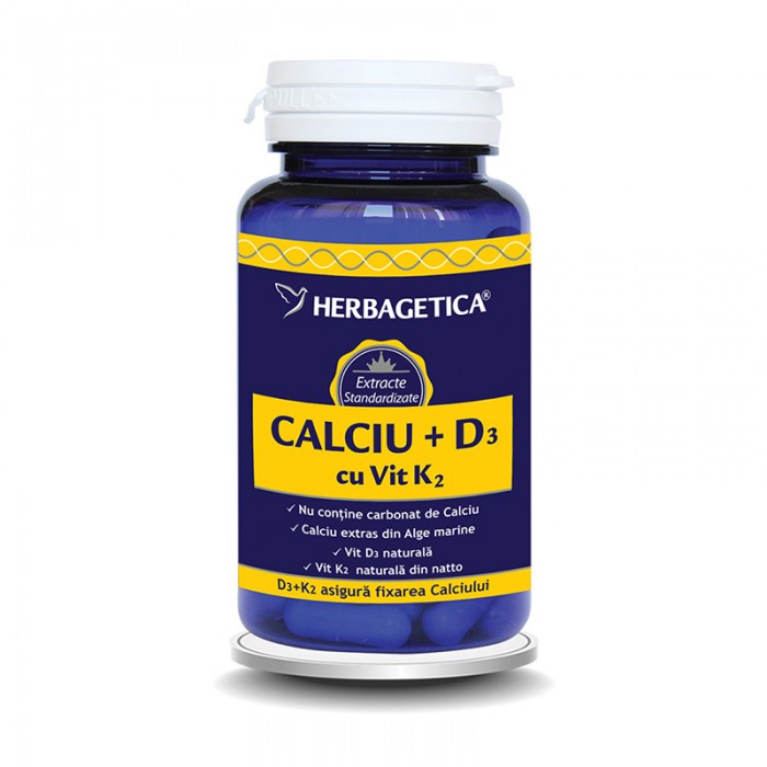 Calciu + D3 cu Vit K2 (30 capsule), Herbagetica