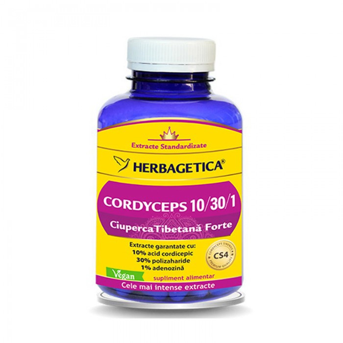 Cordyceps 10/30/1 Ciuperca Tibetana Forte (120 capsule), Herbagetica