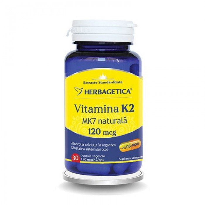Vitamina K2 MK7 Naturala 120 mcg (30 capsule), Herbagetica