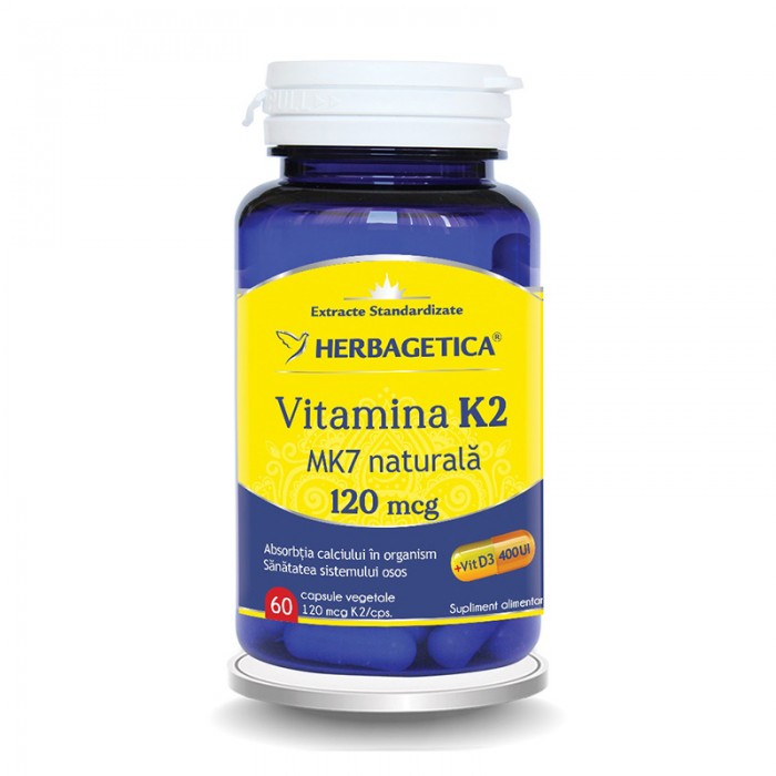 Vitamina K2 MK7 Naturala 120 mcg (60 capsule), Herbagetica