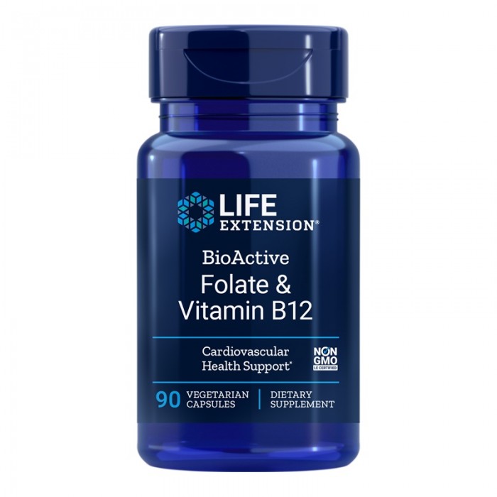 BioActive Folat cu Vitamina B12 (90 capsule), LifeExtension
