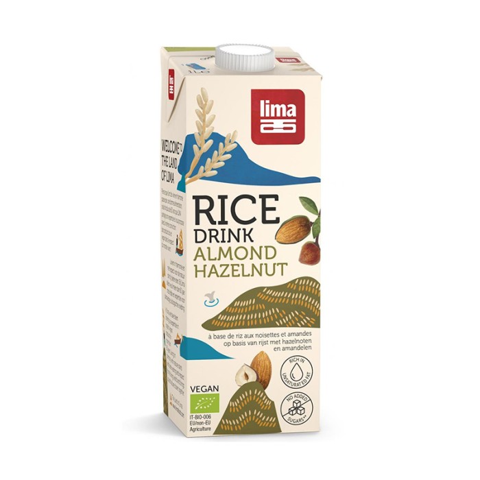 Lapte de orez cu migdale si alune de padure bio (1 L), Lima