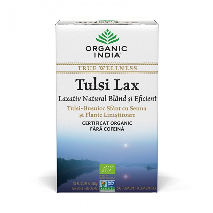 Ceai Tulsi Lax - ceai laxativ bland si eficient cu Senna (18 plicuri infuzie) , Organic India