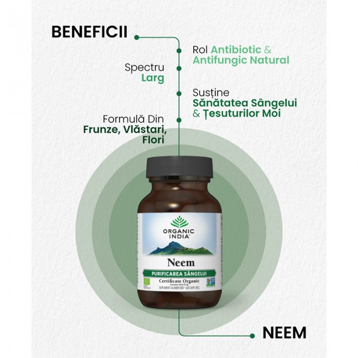 Neem - antibiotic natural (60 capsule), Organic India