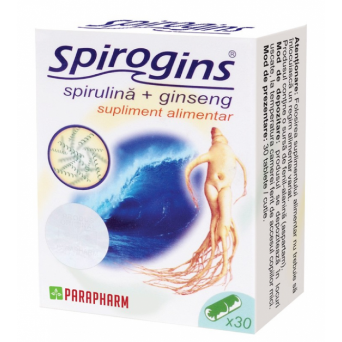Quantumpharm, Spirogins (capsule cu spirulina si ginseng) (30 capsule)