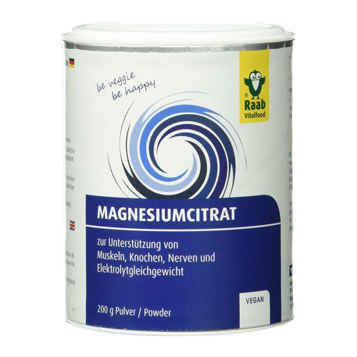 Citrat de magneziu pudra naturala (200 grame), Raab Vitalfood