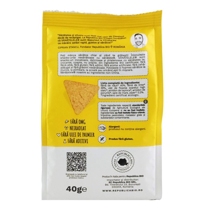 Sanatele Bio Naut, linte si piper fara gluten (40 grame), Republica Bio