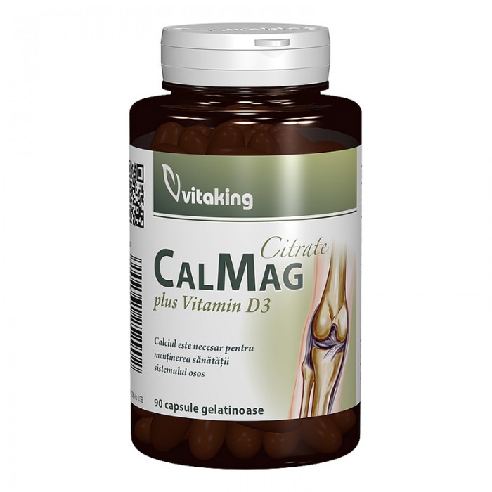 Citrat de Calciu-Magneziu cu vitamina D (90 capsule), Vitaking