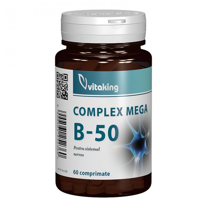 Complex Mega B-50 cu Folat (60 comprimate), Vitaking