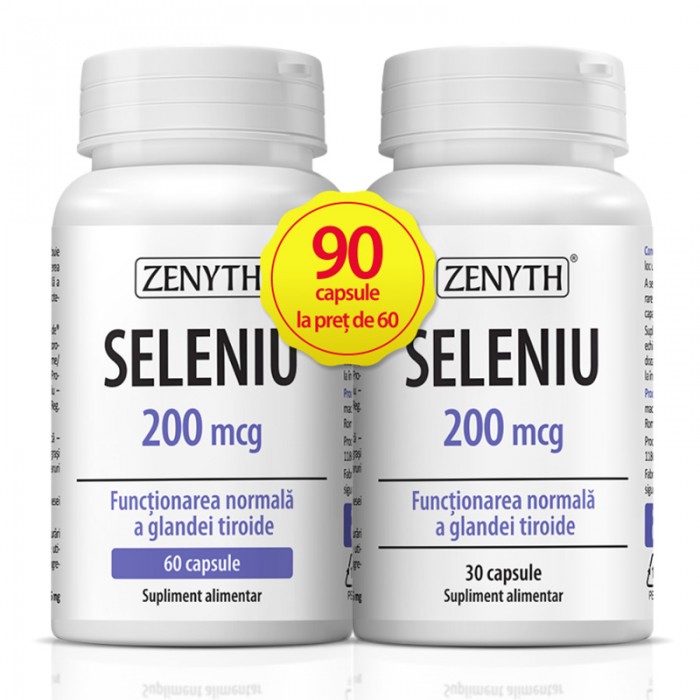 Seleniu 200mcg Pachete Promo (90 capsule), Zenyth Pharmaceuticals