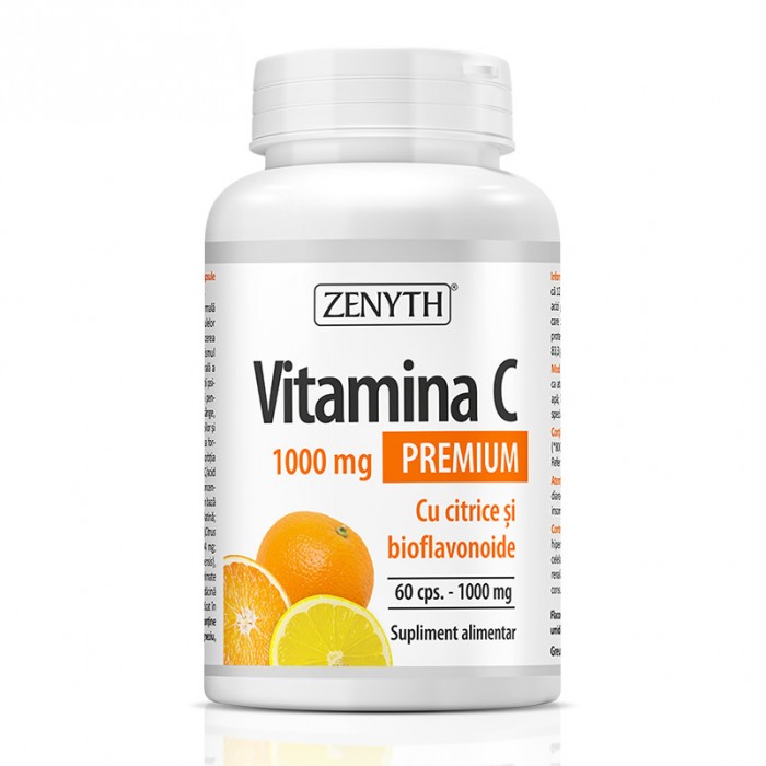 Vitamina C Premium 1000 mg cu citrice si bioflavonoide (60 capsule), Zenyth Pharmaceuticals