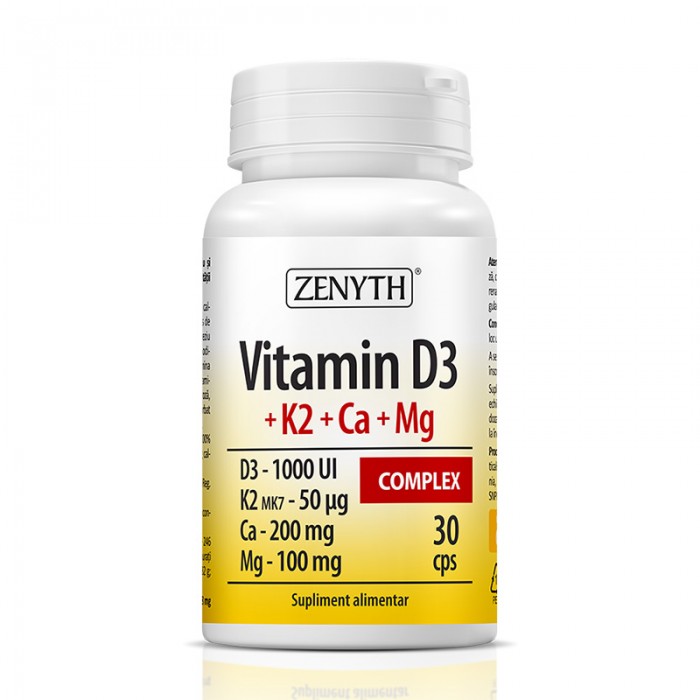 Vitamina D3 + K2 + Ca + Mg Complex (30 capsule), Zenyth Pharmaceuticals