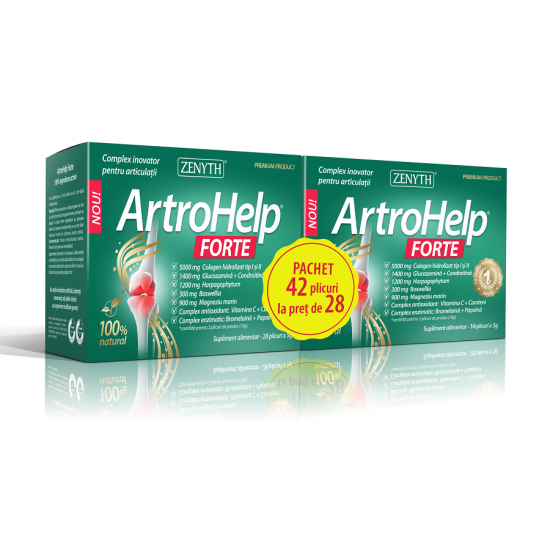 Pachet Promo ArtroHelp Forte 5 grame (42 plicuri la pret de 28), Zenyth Pharmaceuticals Efarmacie.ro