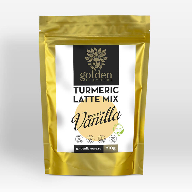 Turmeric Latte Mix Sweet Vanilla (210 grame), Golden Flavours Efarmacie.ro imagine 2022