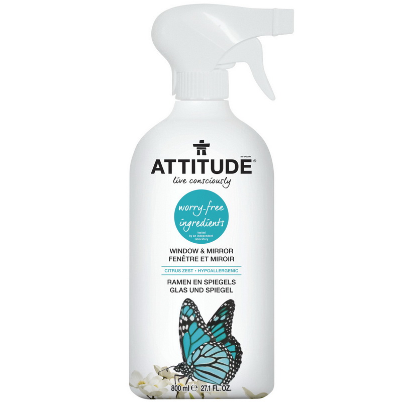 Solutie de curatat pentru geamuri şi oglinzi, coaja de citrice (800 ml), Attitude Attitude imagine noua