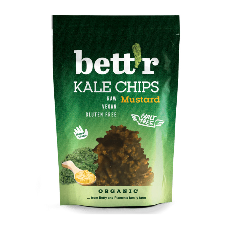 Chips din kale cu mustar raw bio fara gluten (30 grame), Bettr BETTR
