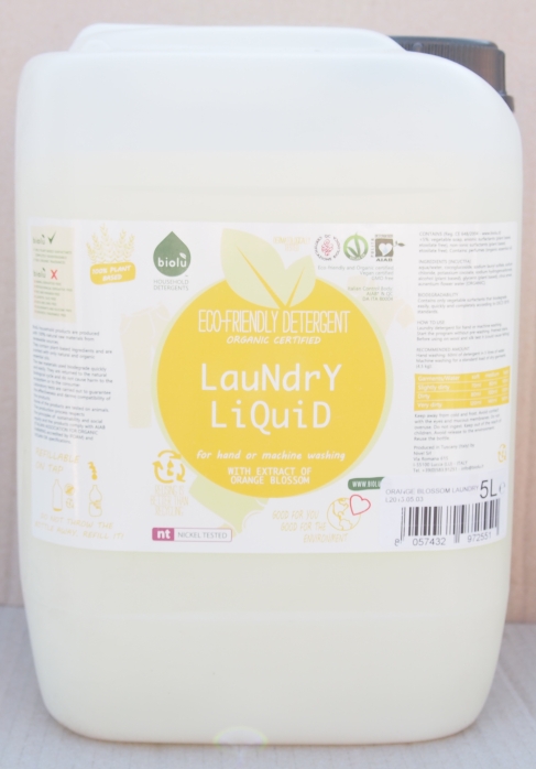 Detergent ecologic lichid pentru rufe albe si colorate cu portocale (5 litri), Biolu