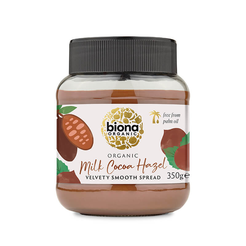Crema de ciocolata cu lapte si alune de padure bio (350 grame), Biona Biona