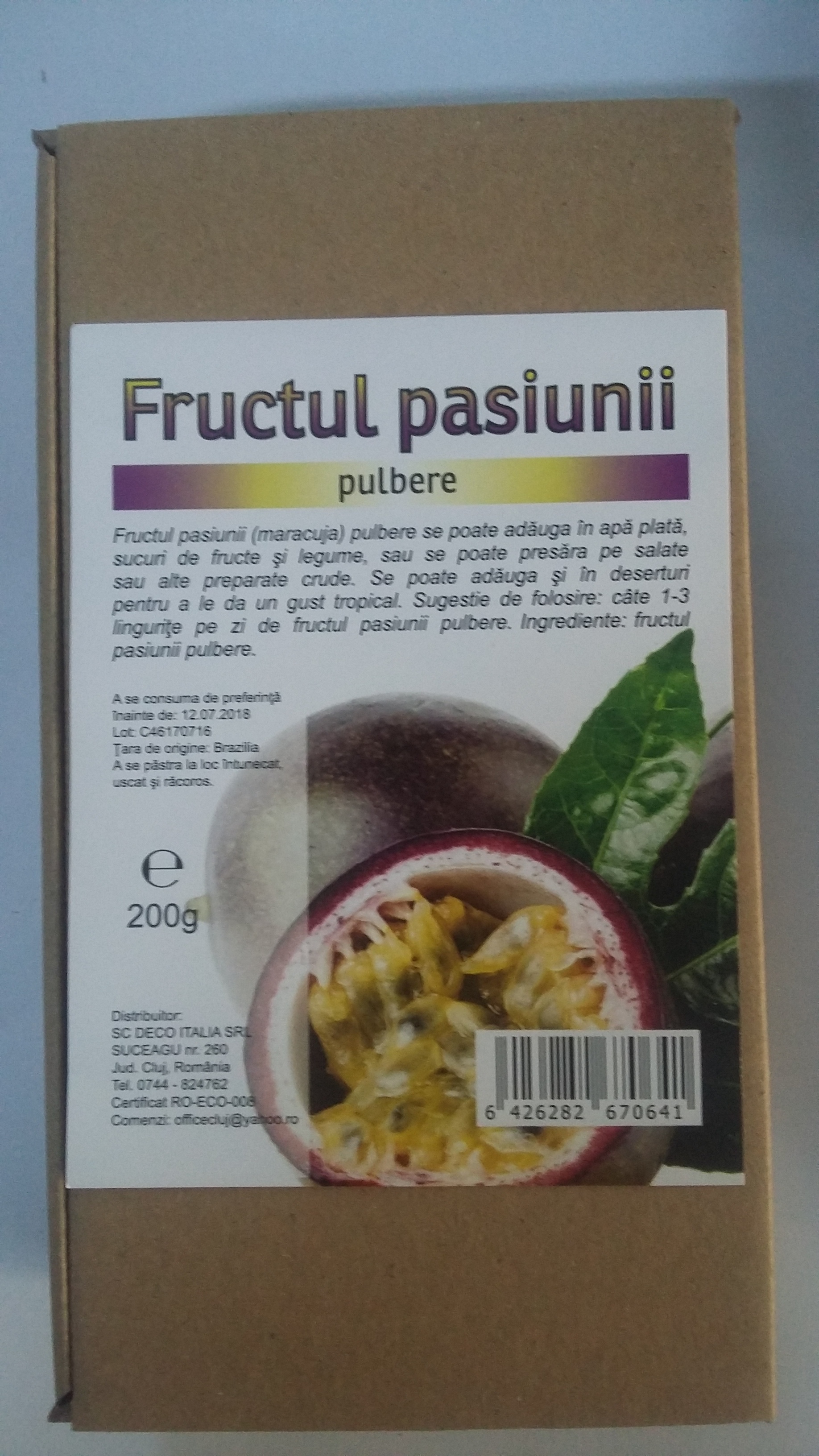 Fructul pasiunii pulbere (200 grame) Deco Italia