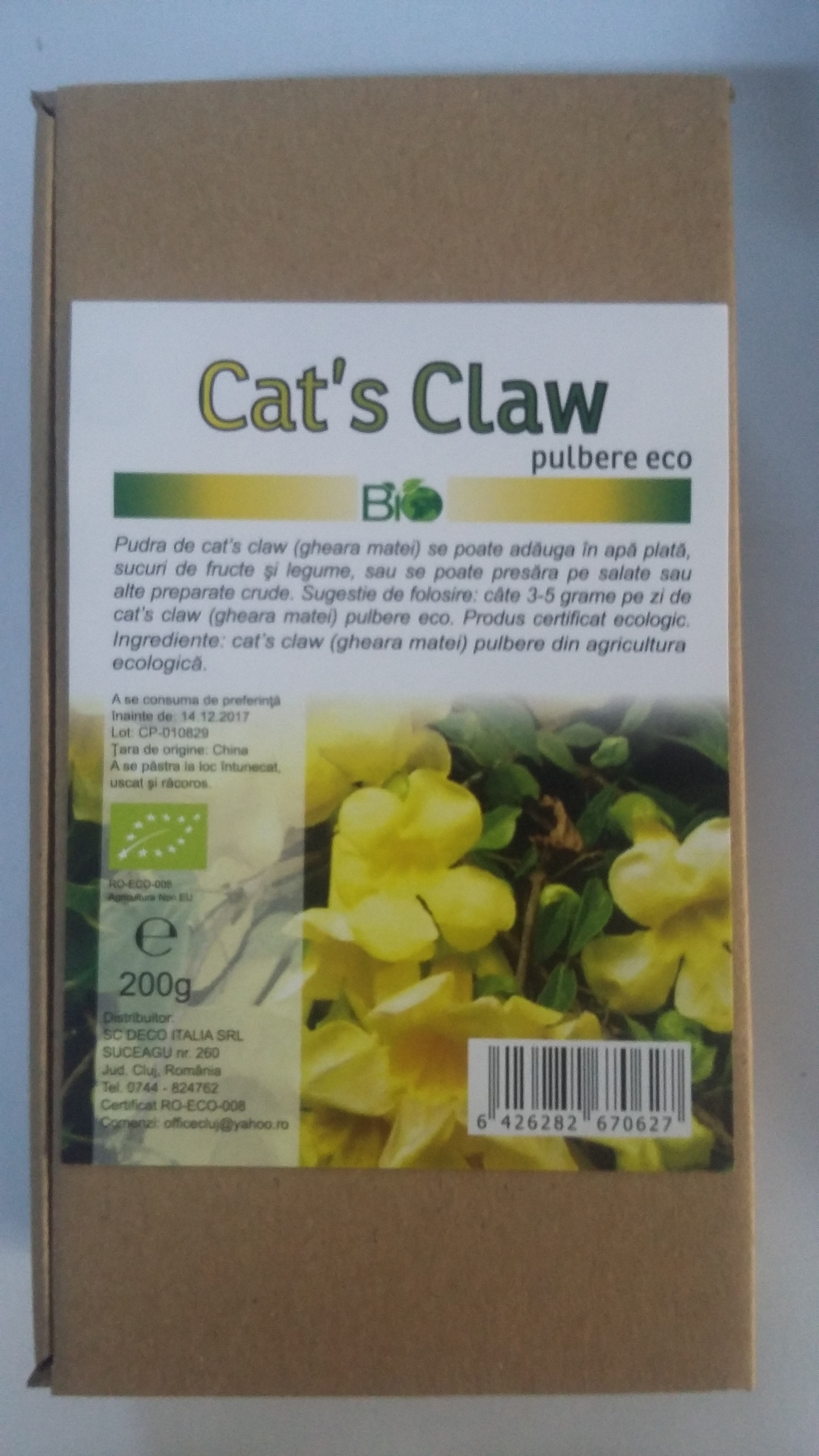Cat's Claw (gheara matei) bio pulbere (200 grame), Deco Italia Deco Italia