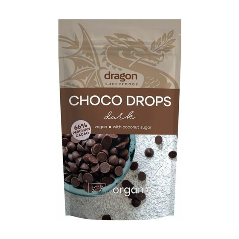 Choco drops Dark ciocolata neagra eco (200 grame), Dragon Superfoods Dragon Superfoods