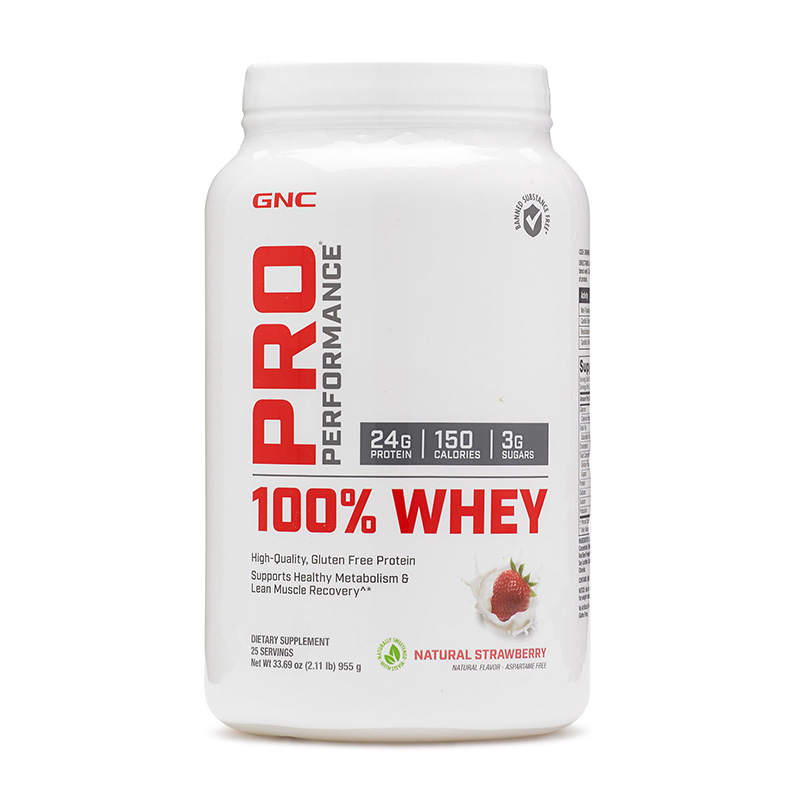 100% Whey Proteina din zer cu aroma naturala de capsuni (955 grame), GNC Pro Performance Efarmacie.ro imagine 2022