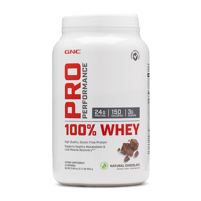 100% Whey Proteina din zer cu aroma naturala de ciocolata (955 grame), GNC Pro Performance Efarmacie.ro imagine 2022