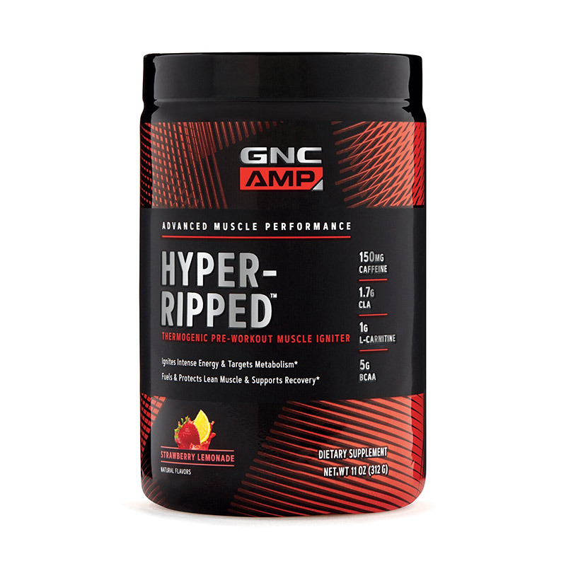 AMP Hyper-Ripped Formula pre-workout cu aroma  de limonada de capsuni (312 grame), GNC Efarmacie.ro imagine 2022