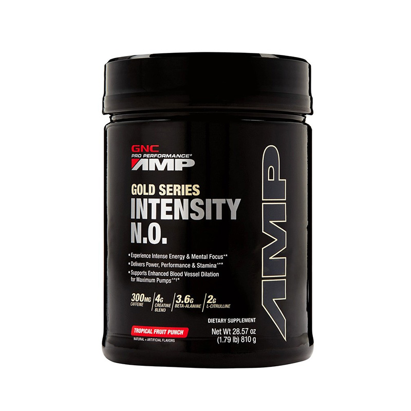 AMP Intensity NO Pre-workout cu aroma de punch de fructe tropicale (810 grame), GNC Pro Performance